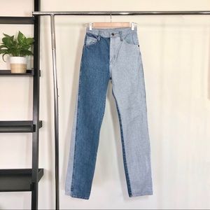 SOLD ! VINTAGE WRANGLER TWO TONE BLUE DENIM JEANS